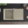 Mexen Leo granite sink 1-bowl with drainer 900 x 500 mm, beige, chrome siphon - 6501901010-69