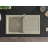 Mexen Leo single-bowl granite sink with drainer 900 x 500 mm, beige, chrome siphon - 6501901010-69