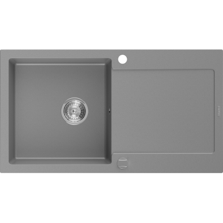 Mexen Leo 1-bowl granite sink with drainer 900 x 500 mm, grey, chrome siphon - 6501901010-71