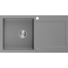 Mexen Leo granite kitchen sink single bowl with drainer 900 x 500 mm, gray, chrome siphon - 6501901010-71