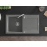 Mexen Leo 1-bowl granite sink with drainer 900 x 500 mm, grey, chrome siphon - 6501901010-71