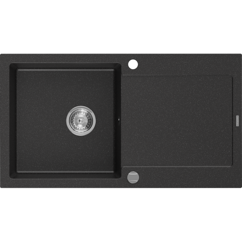 Mexen Leo 1-compartment granite sink with a drip tray 900 x 500 mm, Black/Silver metalik - 6501901010-73