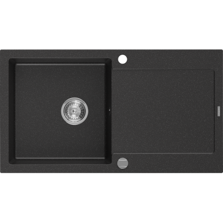 Mexen Leo 1-compartment granite sink with a drip tray 900 x 500 mm, Black/Silver metalik - 6501901010-73