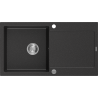 Mexen Leo 1-bowl granite sink with drainer 900 x 500 mm, black/silver metallic, chrome siphon - 6501901010-73