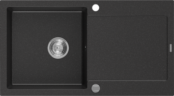 Mexen Leo 1-compartment granite sink with a drip tray 900 x 500 mm, Black/Silver metalik - 6501901010-73