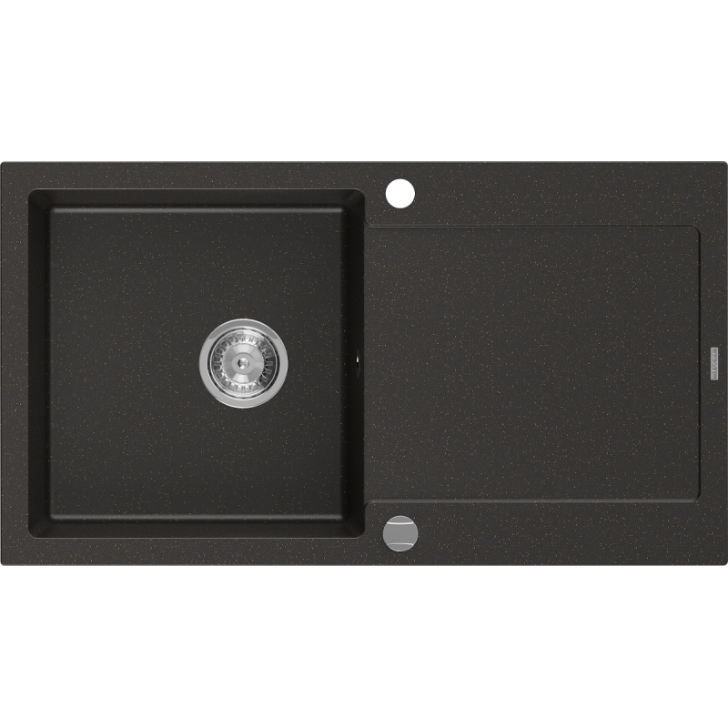 Mexen Leo 1-compartment granite sink with a drip tray 900 x 500 mm, Black/Metallic gold - 6501901010-75