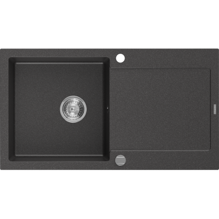 Mexen Leo 1-compartment granite sink with a drip tray 900 x 500 mm, Spotted black - 6501901010-76