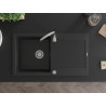Mexen Leo granite sink 1-bowl with drainer 900 x 500 mm, black, chrome siphon - 6501901010-77