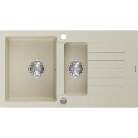Mexen Matias 1.5 -compartment granite sink with a short drip tray 900 x 505 mm, Beige - 6502901505-69