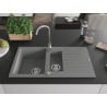 Mexen Matias granite sink 1.5-bowl with drainer 900 x 505 mm, grey, chrome siphon - 6502901505-71