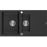 Mexen Matias 1.5 -compartment granite sink with a short drip tray 900 x 505 mm, Black/Silver metalik - 6502901505-73