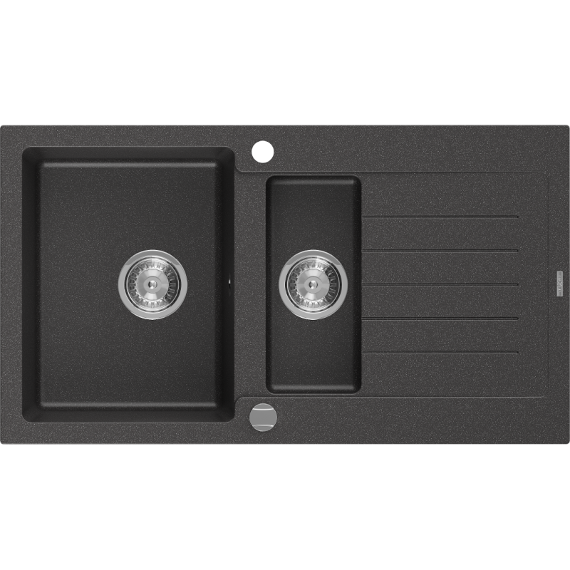 Mexen Matias 1.5 -compartment granite sink with a short drip tray 900 x 505 mm, Spotted black - 6502901505-76