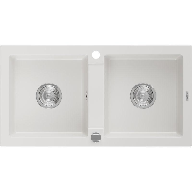 Mexen Mario 2-compartment granite sink 820 x 436 mm, White - 6504822000-20