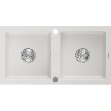 Mexen Mario 2-compartment granite sink 820 x 436 mm, White - 6504822000-20