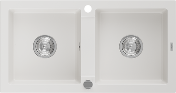 Mexen Mario 2-compartment granite sink 820 x 436 mm, White - 6504822000-20