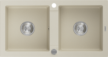 Mexen Mario 2-compartment granite sink 820 x 436 mm, Beige - 6504822000-69