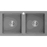 Mexen Mario granite sink, 2-bowl, 820 x 436 mm, grey, chrome siphon - 6504822000-71