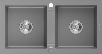 Mexen Mario 2-compartment granite sink 820 x 436 mm, Grey - 6504822000-71