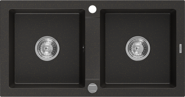 Mexen Mario 2-compartment granite sink 820 x 436 mm, Black/Metallic gold - 6504822000-75