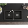 Mexen Mario 2-bowl granite sink 820 x 436 mm, black/gold metallic, chrome siphon - 6504822000-75