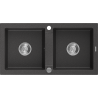 Mexen Mario granit sink 2-chamber 820 x 436 mm, black speckled, chrome siphon - 6504822000-76