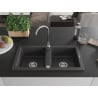 Mexen Mario 2-compartment granite sink 820 x 436 mm, Spotted black - 6504822000-76