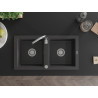 Mexen Mario granit sink 2-chamber 820 x 436 mm, black speckled, chrome siphon - 6504822000-76