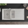 Mexen Andres granite sink 1.5-bowl with drainer 1000 x 500 mm, white, chrome siphon - 6515101510-20