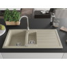 Mexen Andres 1.5-bowl granite sink with drainer 1000 x 500 mm, beige, chrome siphon - 6515101510-69