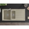 Mexen Andres granite sink 1.5-bowl with drainer 1000 x 500 mm, beige, chrome siphon - 6515101510-69