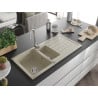 Mexen Andres granite sink 1.5-bowl with drainer 1000 x 500 mm, beige, chrome siphon - 6515101510-69