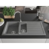 Mexen Andres granite sink 1.5-bowl with drainer 1000 x 500 mm, gray, chrome siphon - 6515101510-71