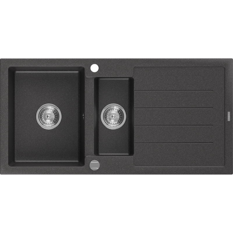 Mexen Andres 1.5-compartment granite sink with a drip tray 1000 x 500 mm, Spotted black - 6515101510-76