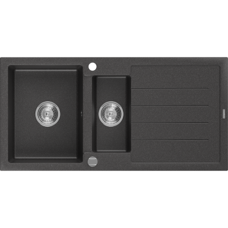 Mexen Andres 1.5-compartment granite sink with a drip tray 1000 x 500 mm, Spotted black - 6515101510-76