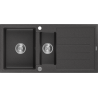 Mexen Andres granit sink 1.5-bowl with drainer 1000 x 500 mm, black speckled, chrome siphon - 6515101510-76