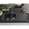 Mexen Andres granit sink 1.5-bowl with drainer 1000 x 500 mm, black speckled, chrome siphon - 6515101510-76