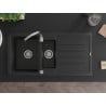 Mexen Andres granite sink 1.5-bowl with drainer 1000 x 500 mm, black, chrome siphon - 6515101510-77