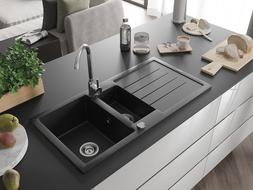 Mexen Andres 1.5-compartment granite sink with a drip tray 1000 x 500 mm, Black - 6515101510-77