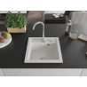Mexen Vito single-bowl granite sink 520 x 490 mm, white, chrome siphon - 6503521000-20
