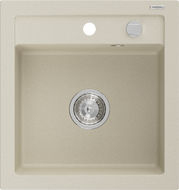 Mexen Vito granite sink, 1-bowl, 520 x 490 mm, beige, chrome siphon - 6503521000-69