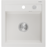 Mexen Vito granite kitchen sink 1-bowl 520 x 490 mm, white, chrome siphon - 6503521000-20