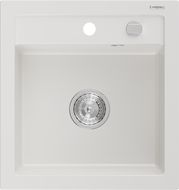 Mexen Vito granite sink 1-bowl 520 x 490 mm, white, chrome siphon - 6503521000-20
