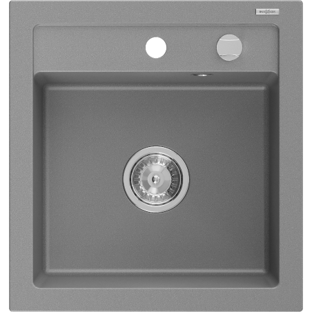 Mexen Vito granite sink 1-bowl 520 x 490 mm, gray, chrome siphon - 6503521000-71