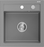 Mexen Vito granite sink 1-bowl 520 x 490 mm, gray, chrome siphon - 6503521000-71
