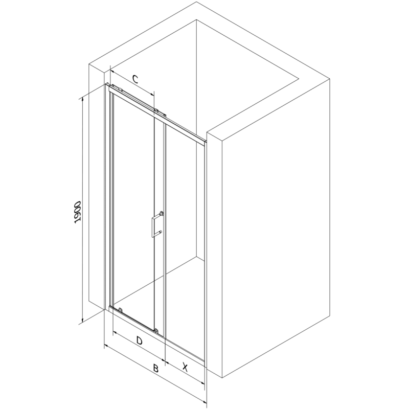 Mexen Apia sliding shower door 125 cm, transparent, gold - 845-125-000-50-00