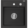 Mexen Vito granite kitchen sink 1-bowl 520 x 490 mm, black/silver metallic, chrome siphon - 6503521000-73