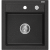 Mexen Vito granite sink single bowl 520 x 490 mm, black/silver metallic, chrome siphon - 6503521000-73