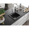 Mexen Vito granite sink 1-bowl 520 x 490 mm, black/silver metallic, chrome siphon - 6503521000-73