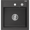 Mexen Vito granite sink 1-bowl 520 x 490 mm, black speckled, chrome siphon - 6503521000-76