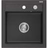 Mexen Vito granite sink single-bowl 520 x 490 mm, black speckled, chrome siphon - 6503521000-76